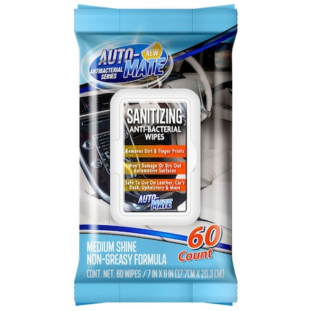 Auto-Mate Multi-Surface Sanitizing Anti-Bacterial Cleaner Wipes 60 Ct
